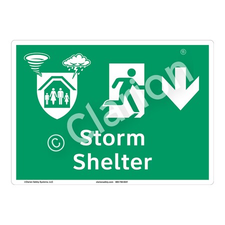Storm Shelter Safety Signs Indoor/Outdoor Plastic (BJ) 10 X 7, F1304-BJSW1
